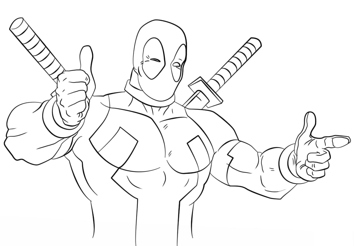 Desenhos de Lindo esboço de Deadpool para colorir