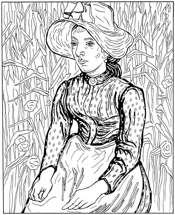 Desenhos de Mujer dibujada por Van Gogh para colorir