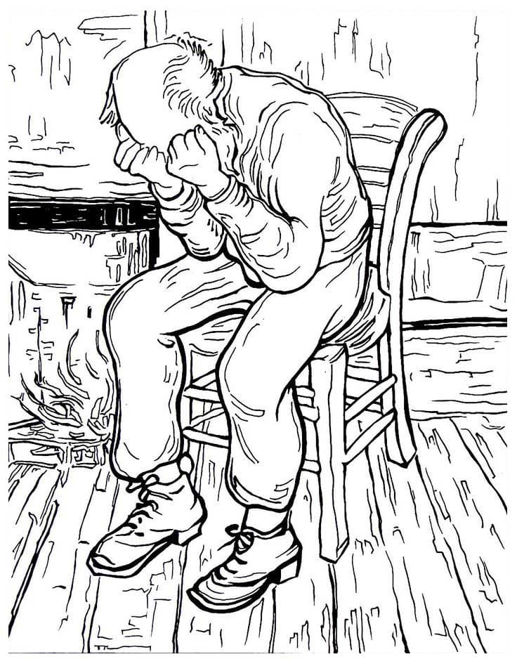Desenhos de Pintura del anciano de Van Gogh para colorir