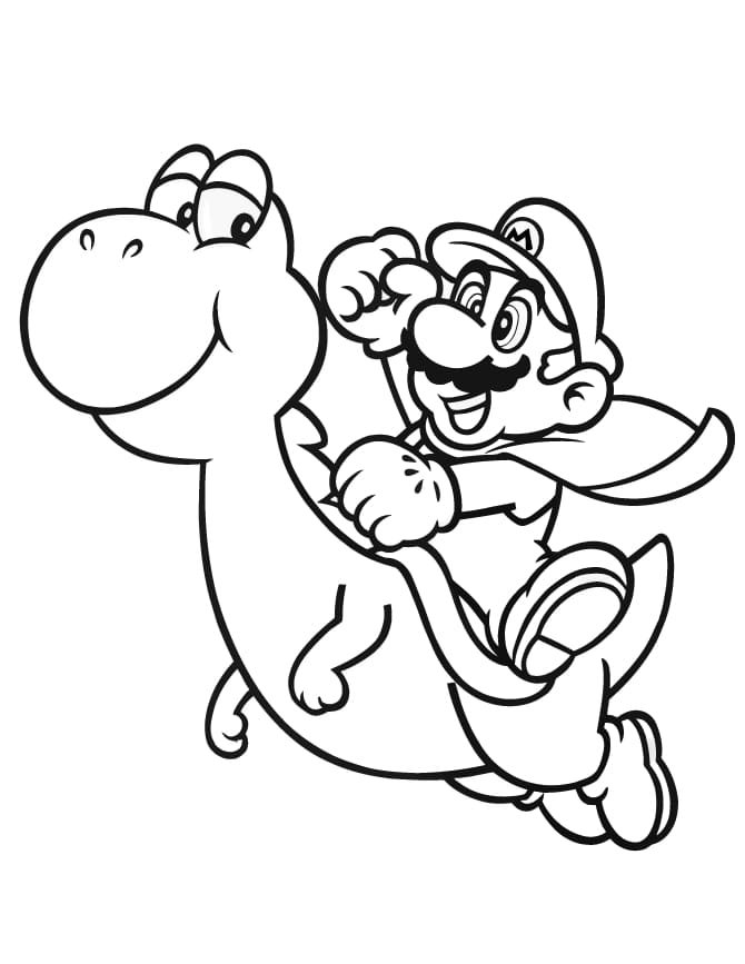 Yoshi e Mario para colorir