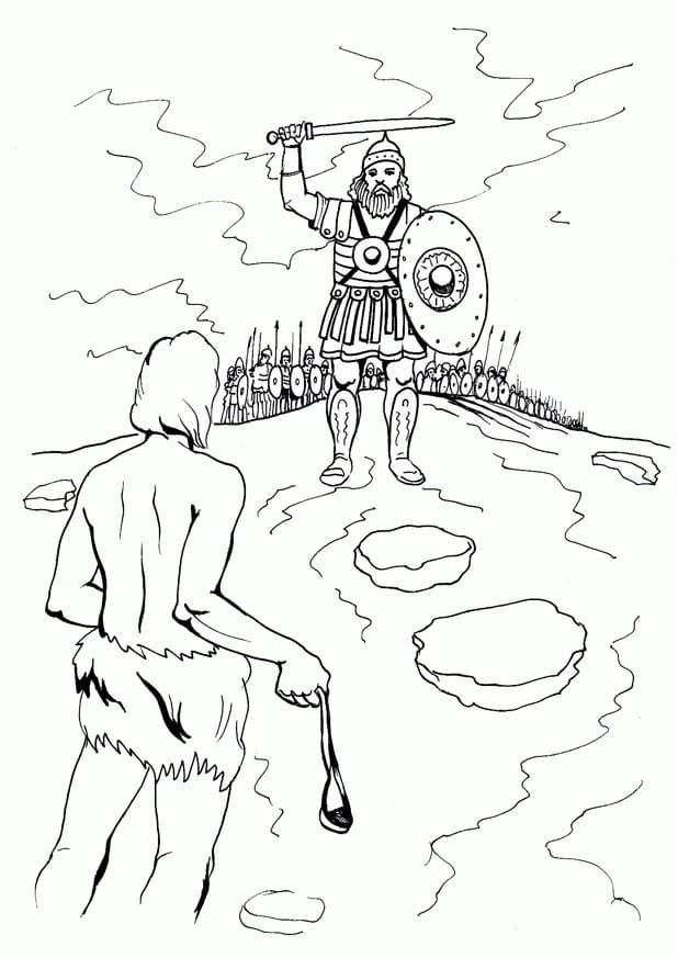Desenhos de David e Golias Esboço para colorir