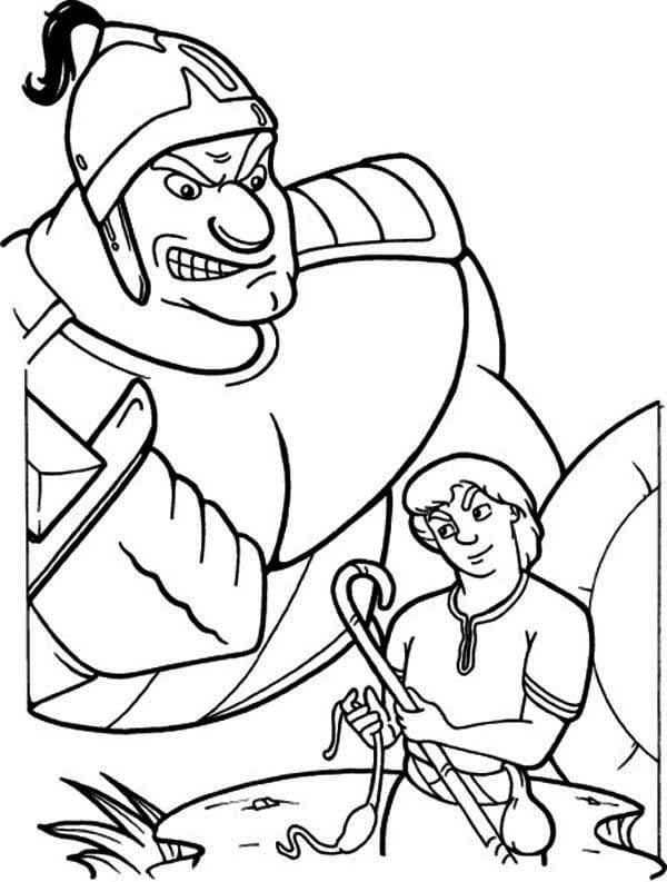 Desenhos de Imagem de Davi e Golias para colorir