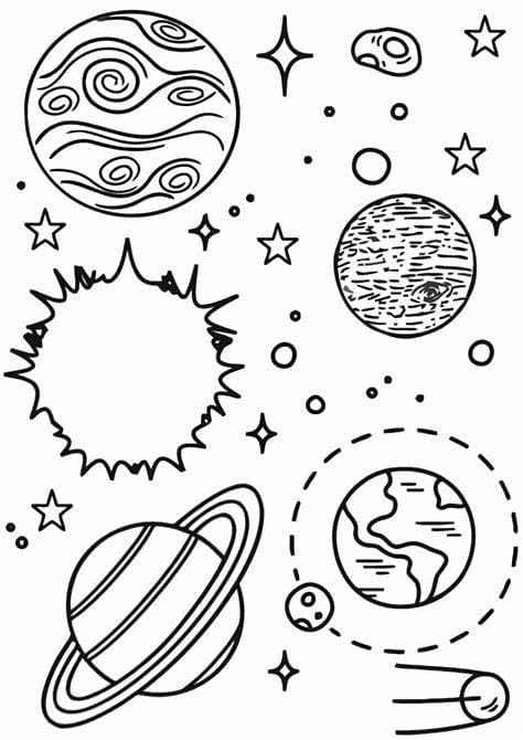 Imagem do sistema solar para colorir