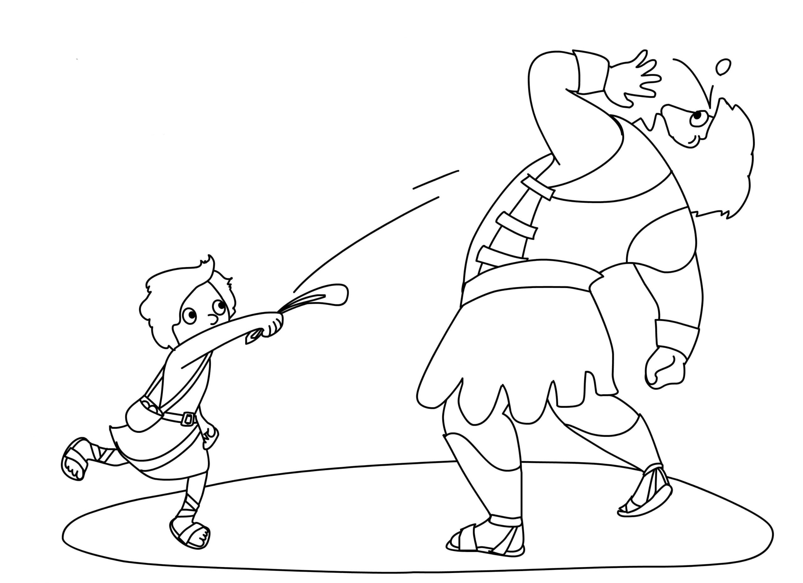 Imagem grátis de Davi e Golias para colorir