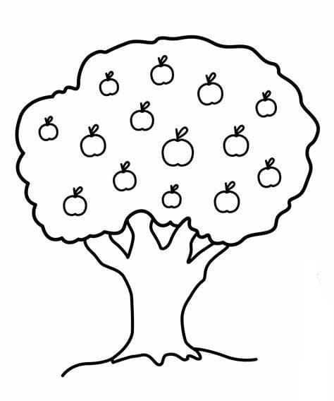 Desenhos de Imprima o contorno da imagem da macieira para colorir