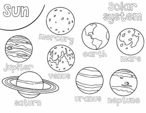 Imprimir imagem do sistema solar para colorir
