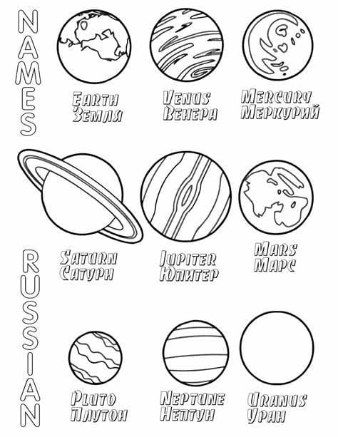 Desenhos de Sistema Solar Gratuito para Estudantes para colorir