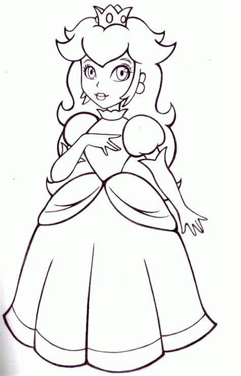 Desenhos de Contorno de imagem da princesa Daisy grátis para colorir