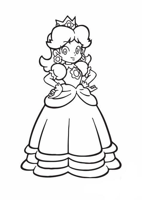 Desenhos de Contorno gratuito da princesa Daisy para colorir