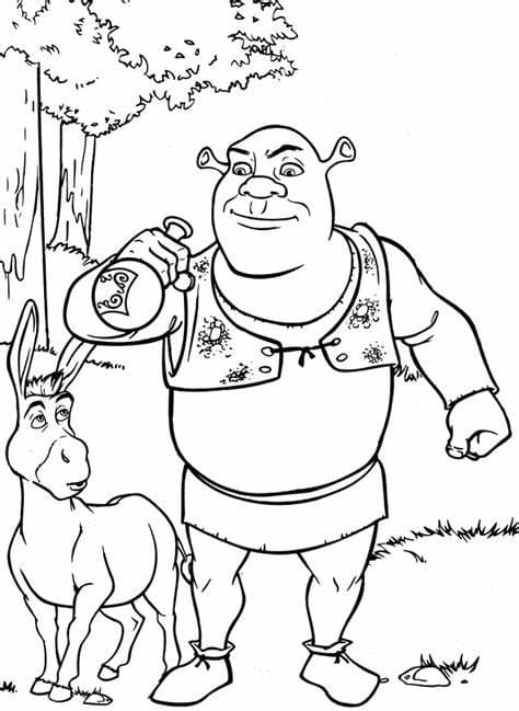 Shrek e seus amigos para colorir