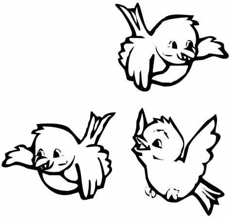 Desenhos de Três pássaros grátis para colorir