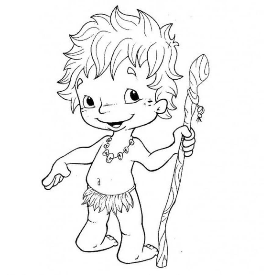 Divertido Chibi Curupira para colorir