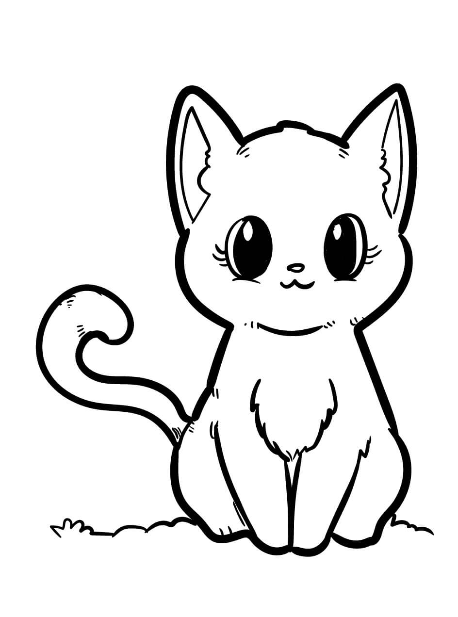 Desenhos de Gatinho Sentado para colorir