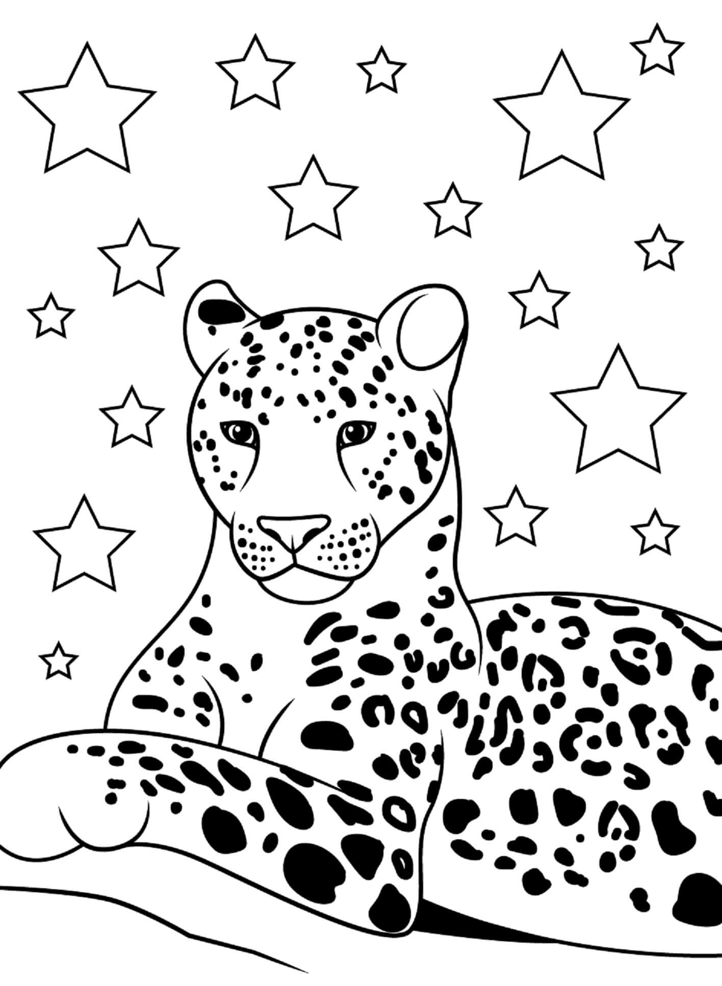 Jaguar Com Estrelas para colorir
