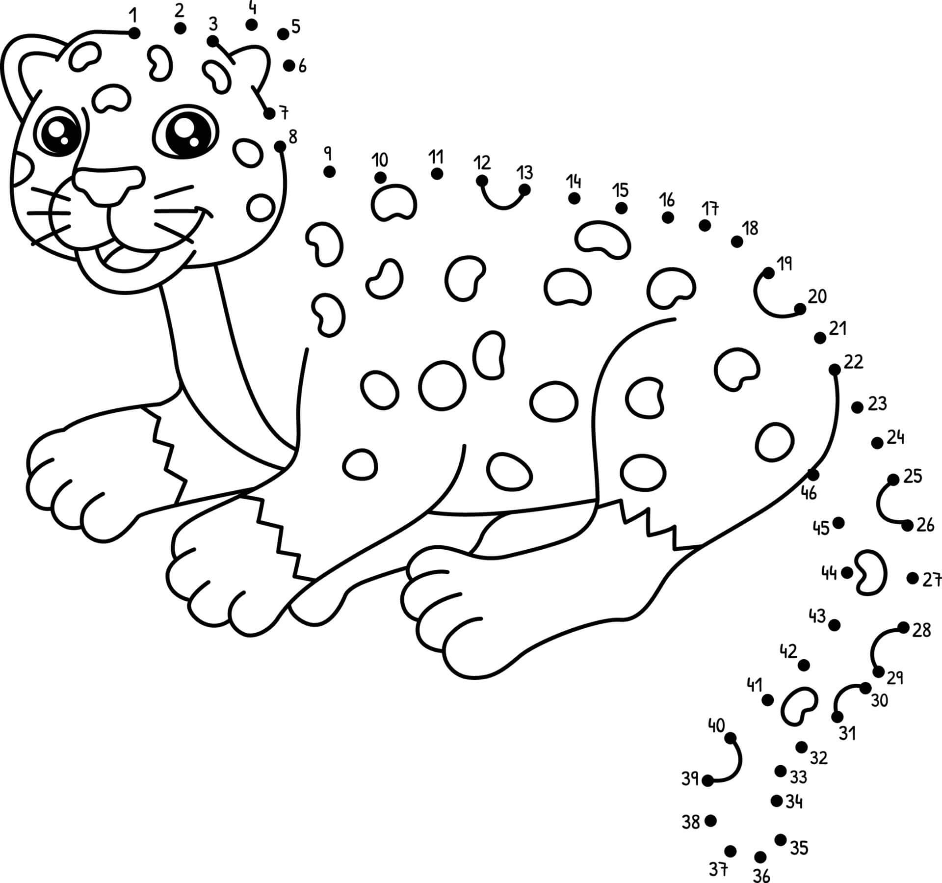 Desenhos de Jaguar Cor Por Número para colorir