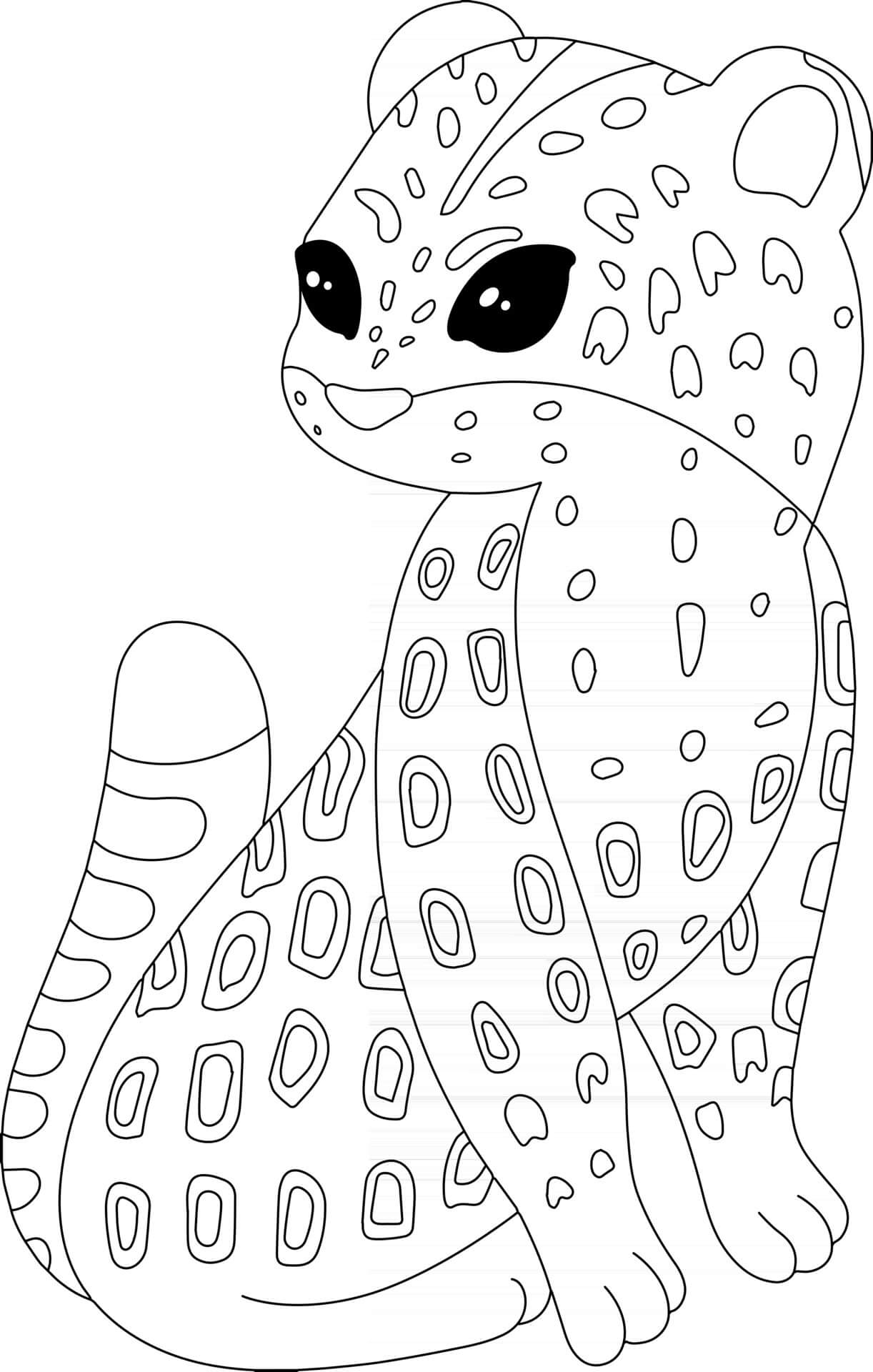 Desenhos de Pequeno Jaguar Sentado para colorir