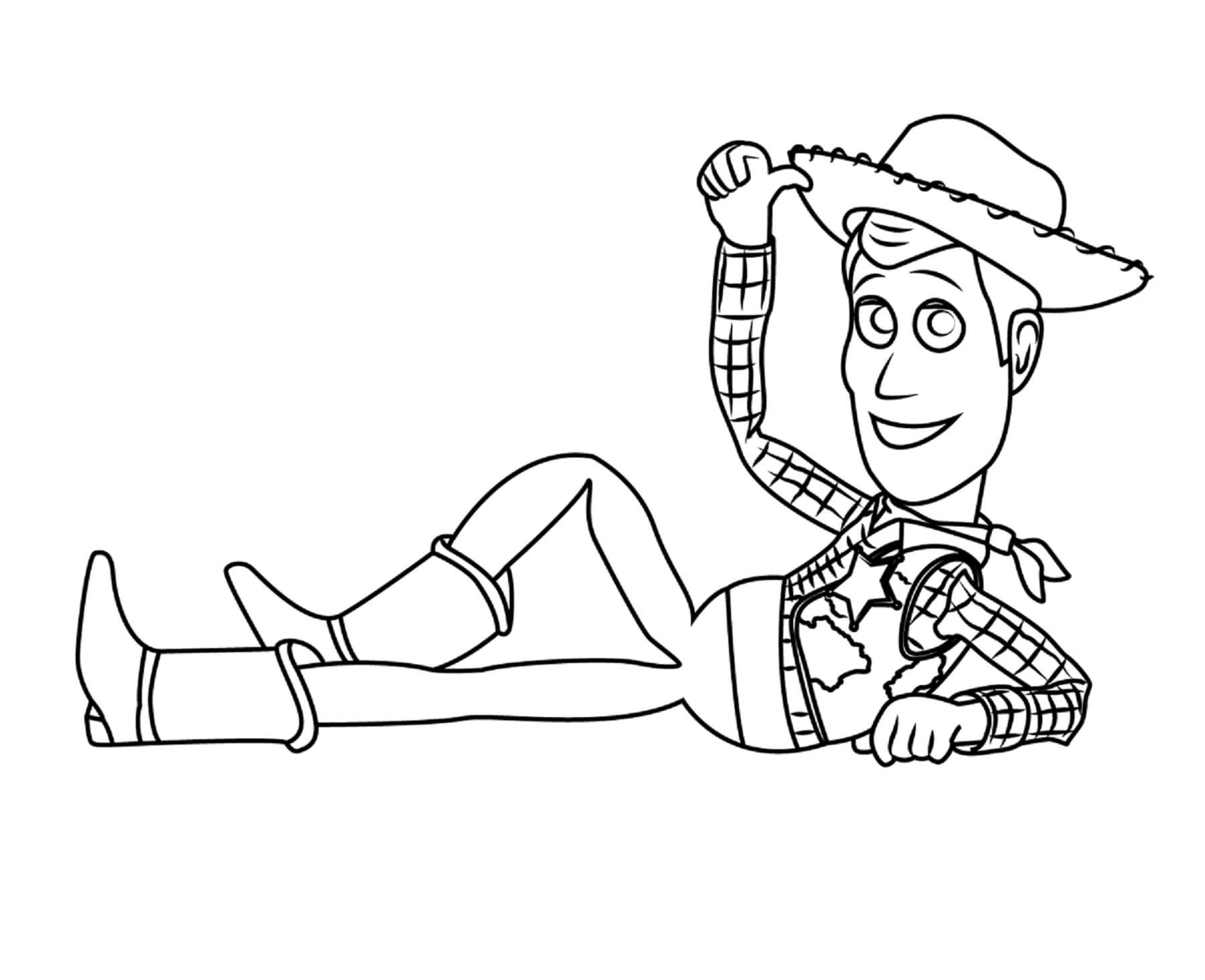 Woody Deitado para colorir