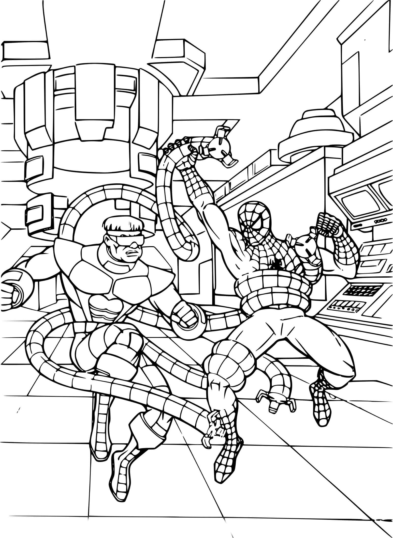 Desenhos de Bom Doutor Polvo Vs Homem-Aranha para colorir