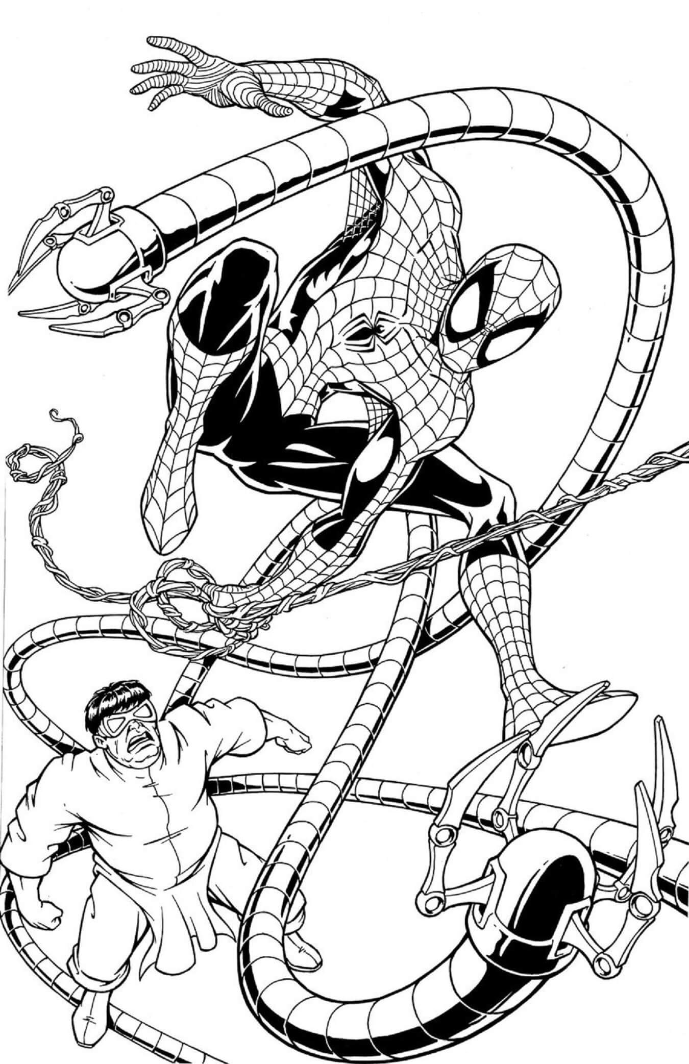 Desenhos de Grande Doutor Polvo Vs Homem-Aranha para colorir