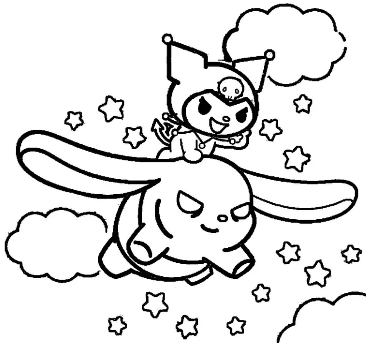 Desenhos de Kuromi E Baku Voando para colorir
