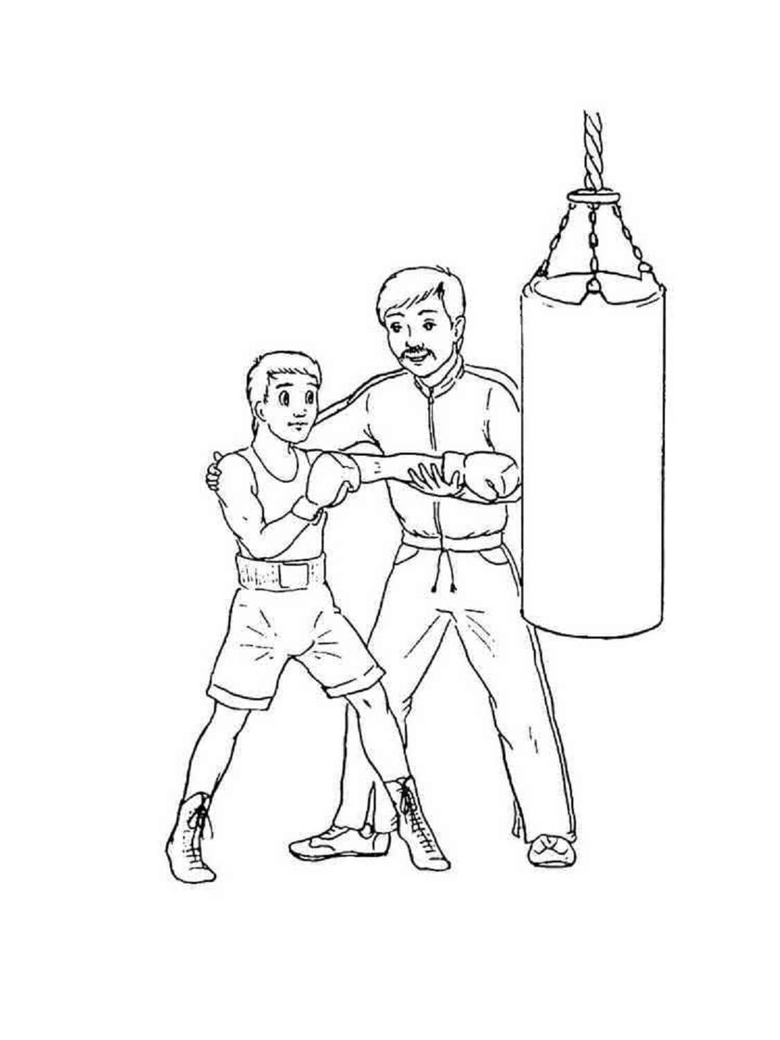 Desenhos de Pai Com Filho Boxer para colorir