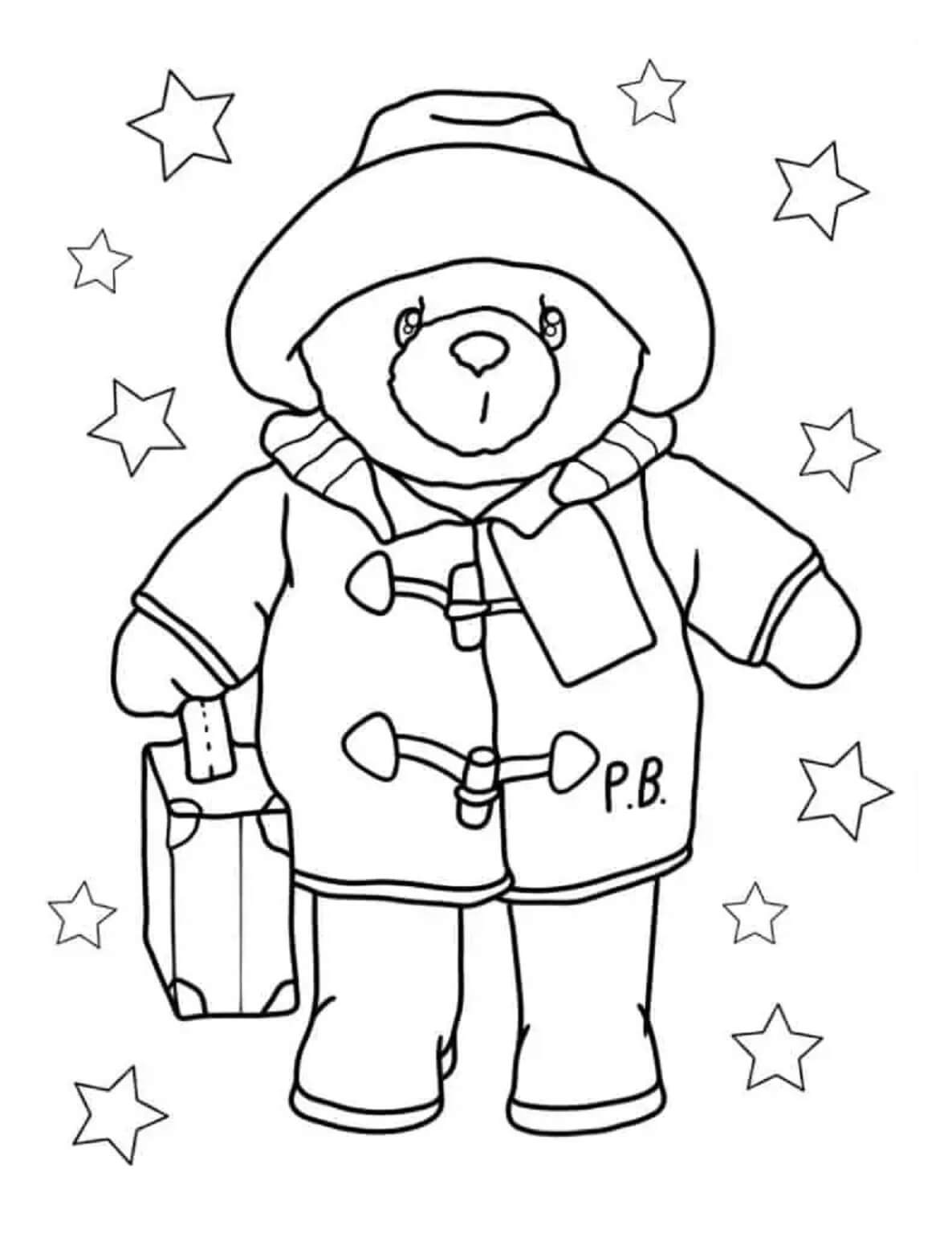 Urso De Pelúcia Com Estrelas para colorir