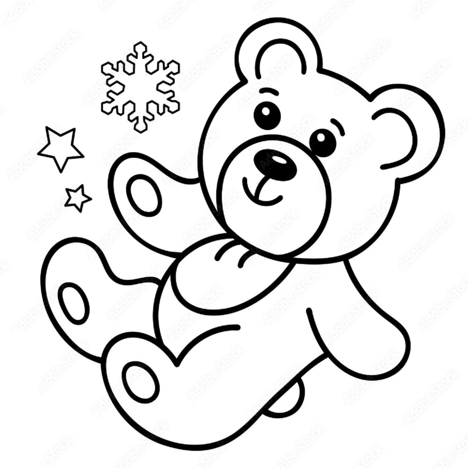 Desenhos de Urso De Pelúcia Com Floco De Neve para colorir
