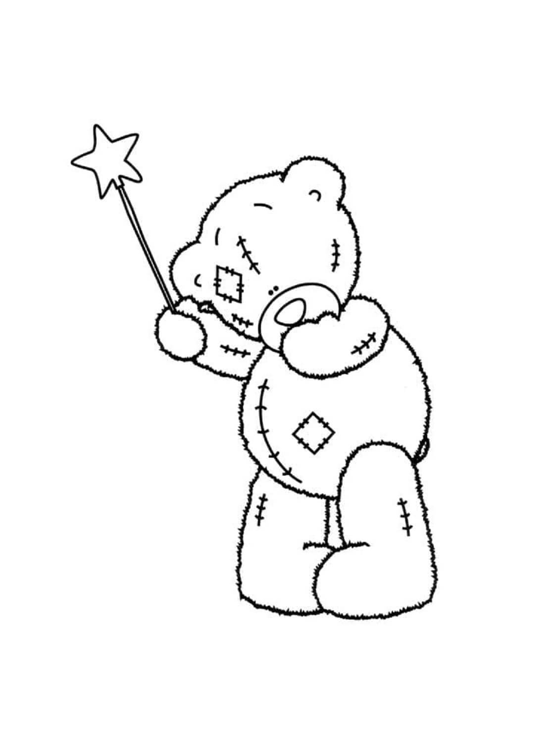 Urso De Pelúcia Segurando A Varinha Mágica para colorir