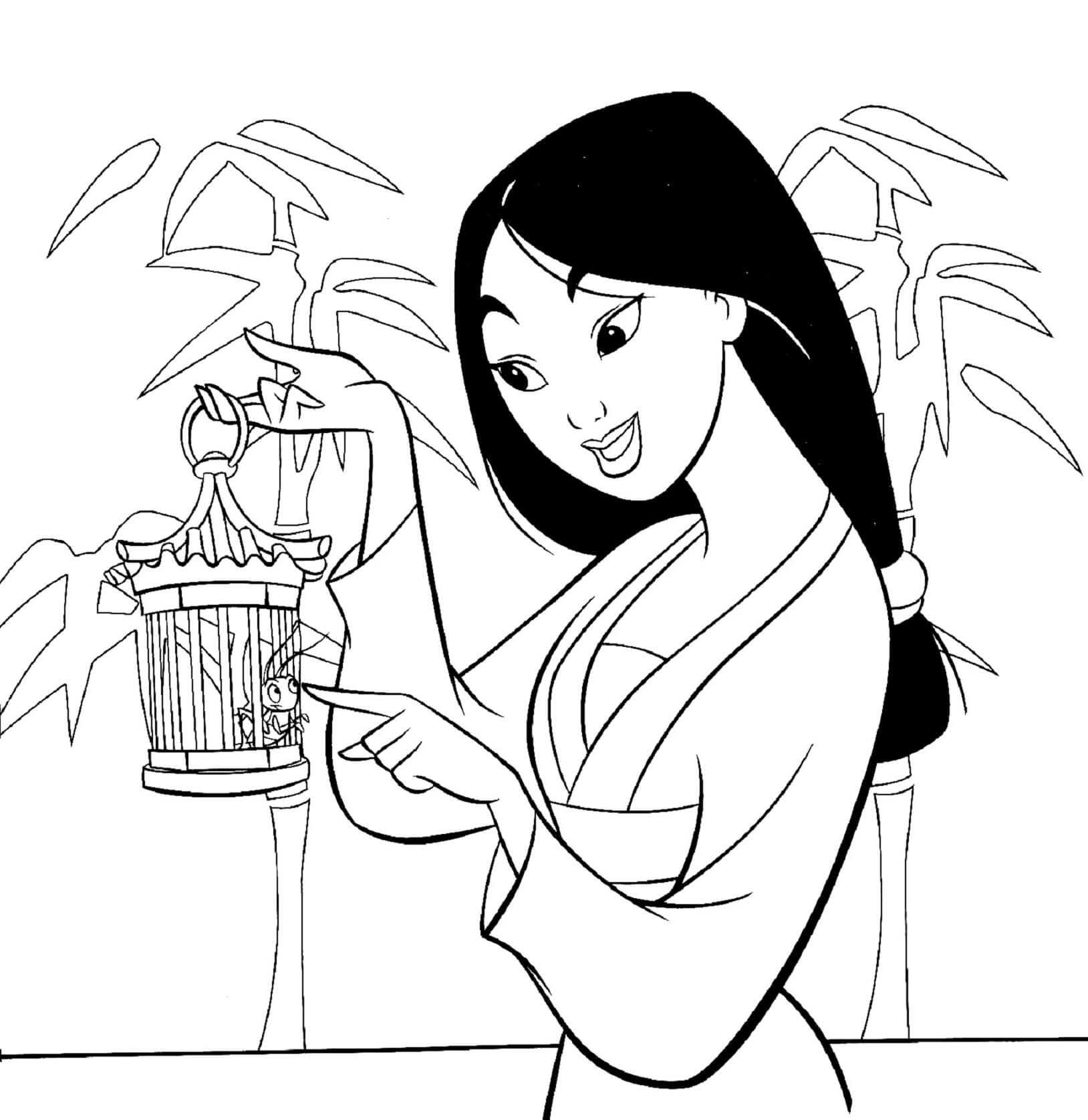 Desenhos de Mulan Com Cri-Kee para colorir