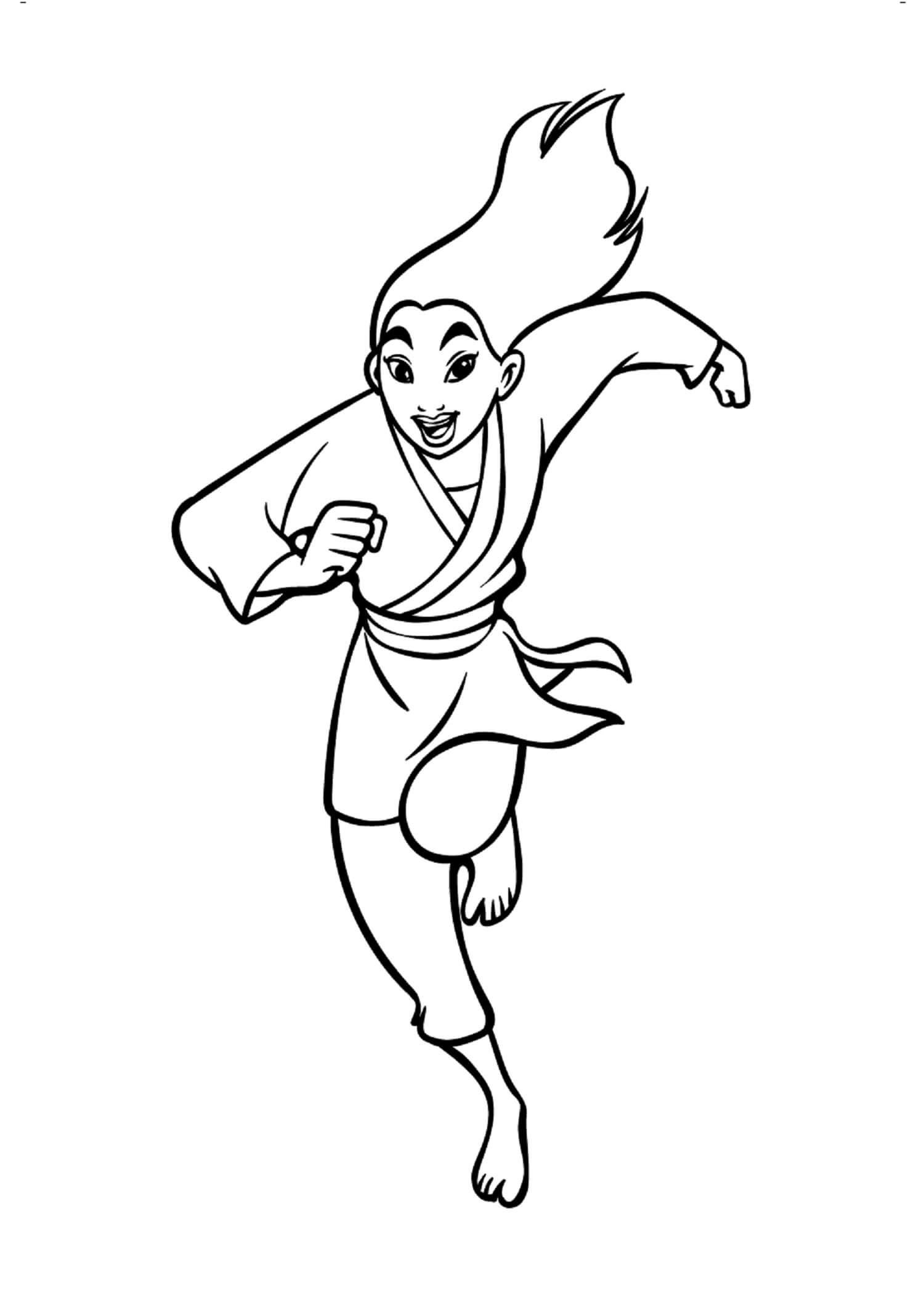 Desenhos de Mulan Correndo para colorir