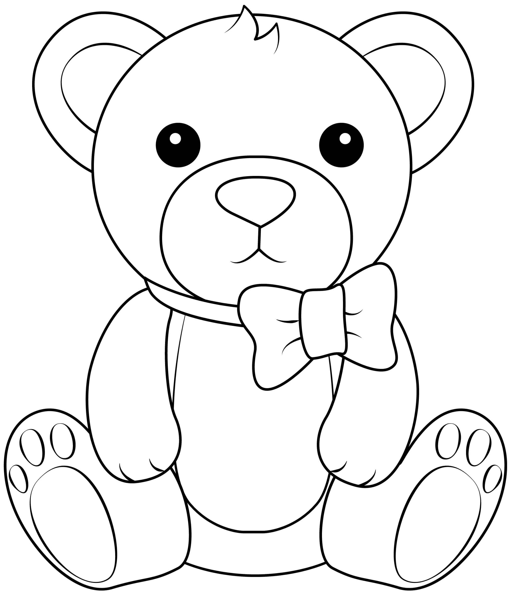 Desenhos de Urso De Pelúcia Usando Arco para colorir
