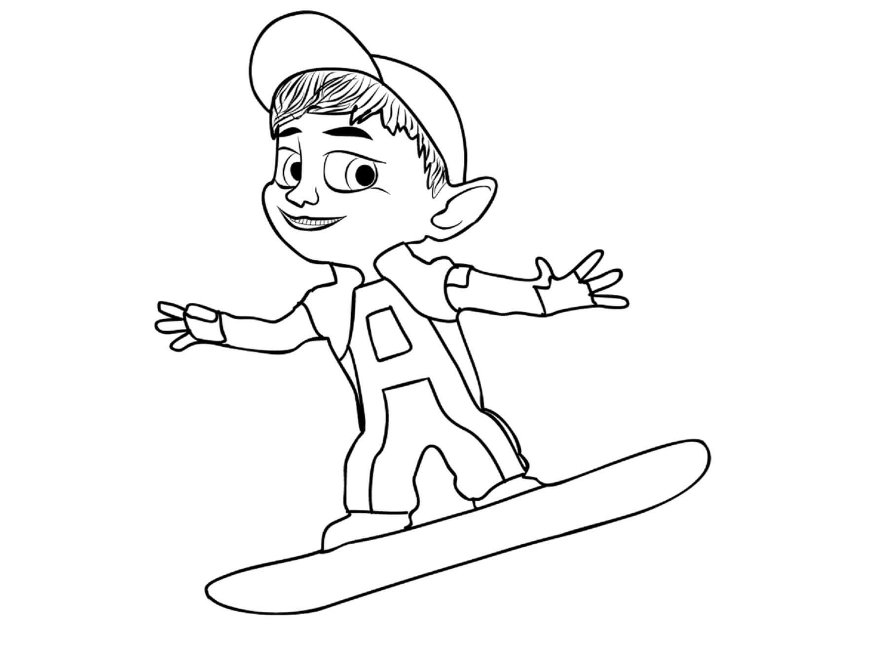 Desenhos de Adiboo Com Snowboard para colorir
