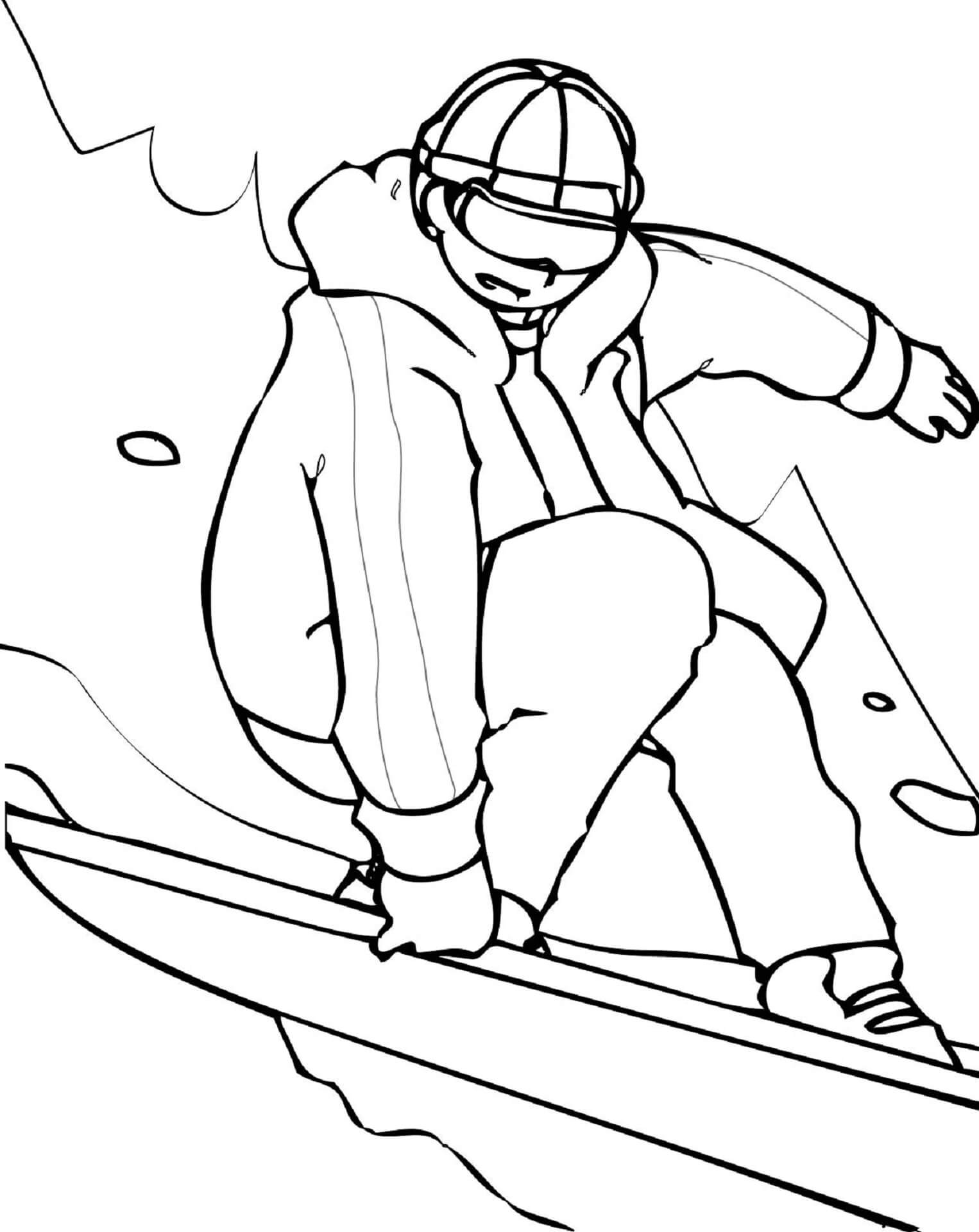 Desenhando Homem Com Snowboard para colorir