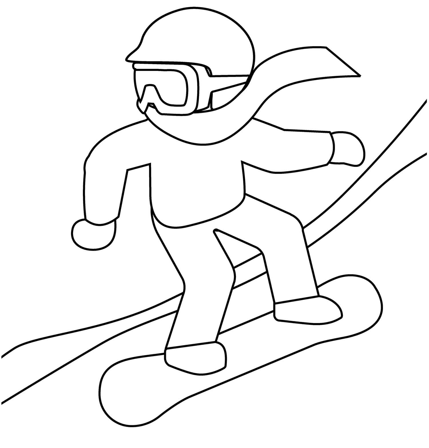 Emoji De Snowboard para colorir