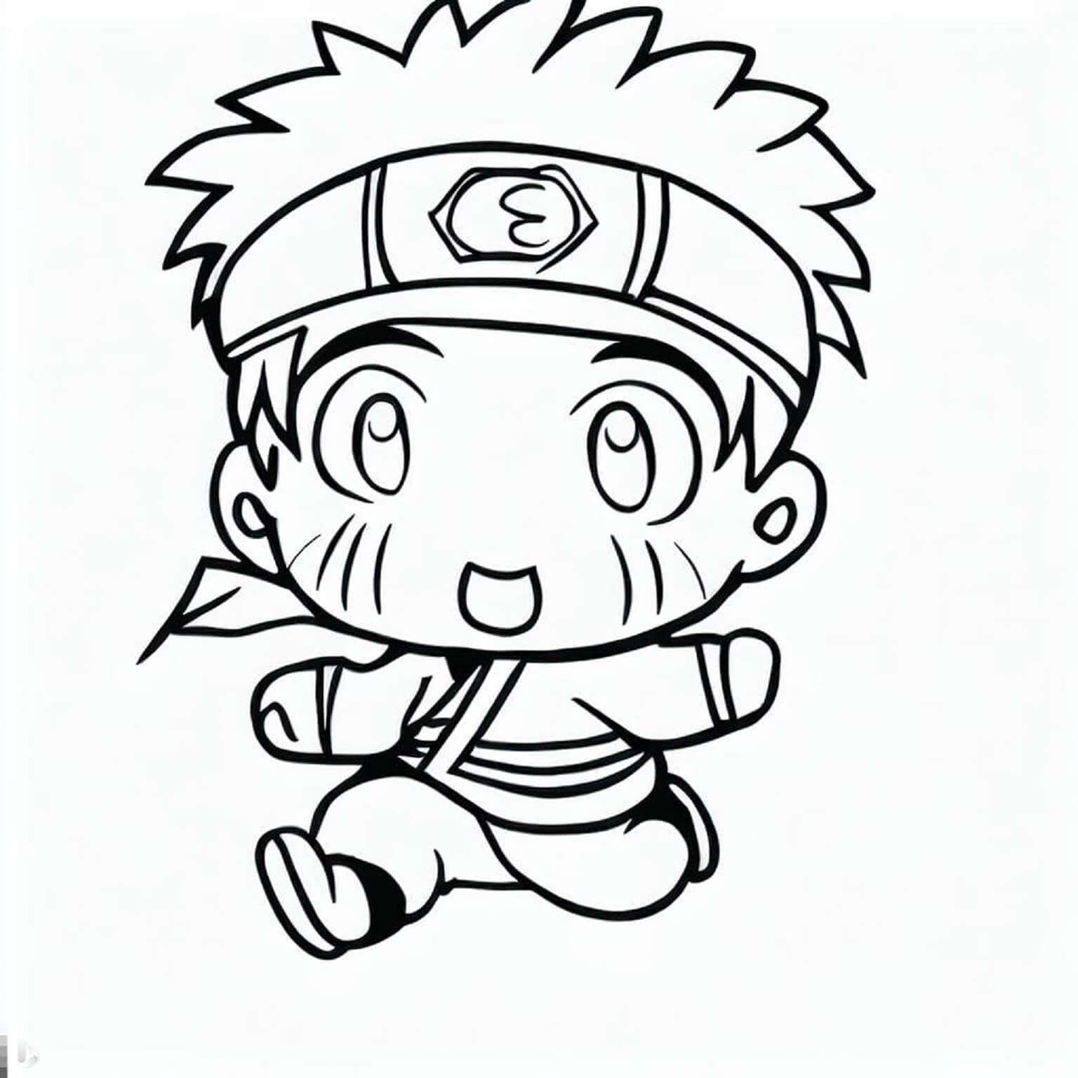 Desenhos de Naruto Kawaii Correndo para colorir