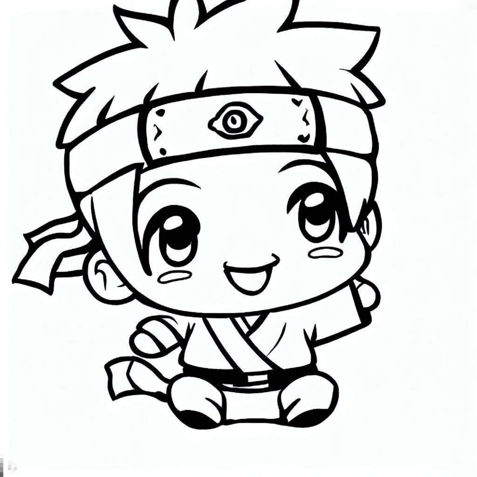 Naruto Kawaii Sentado para colorir