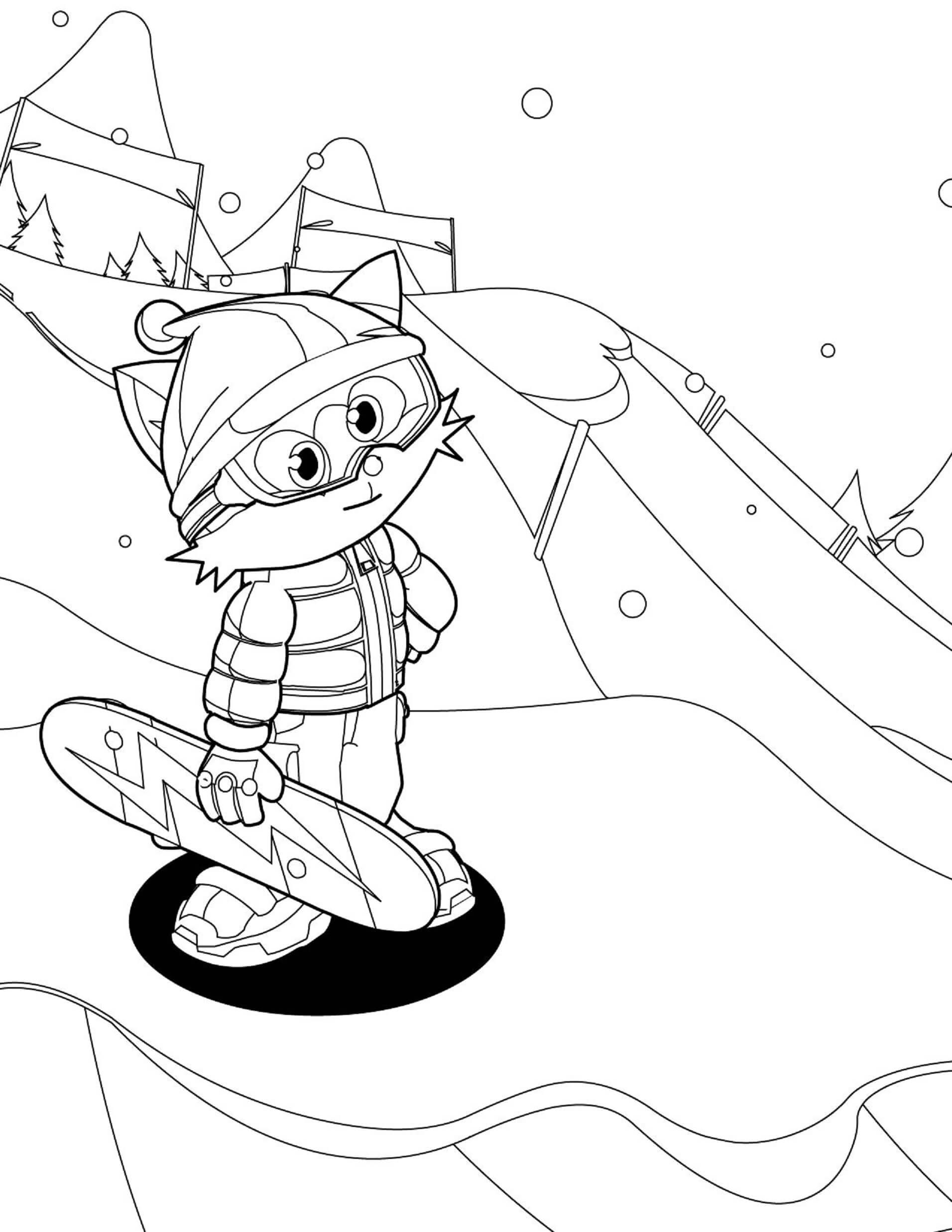 Snowboard De Desenhos Animados para colorir