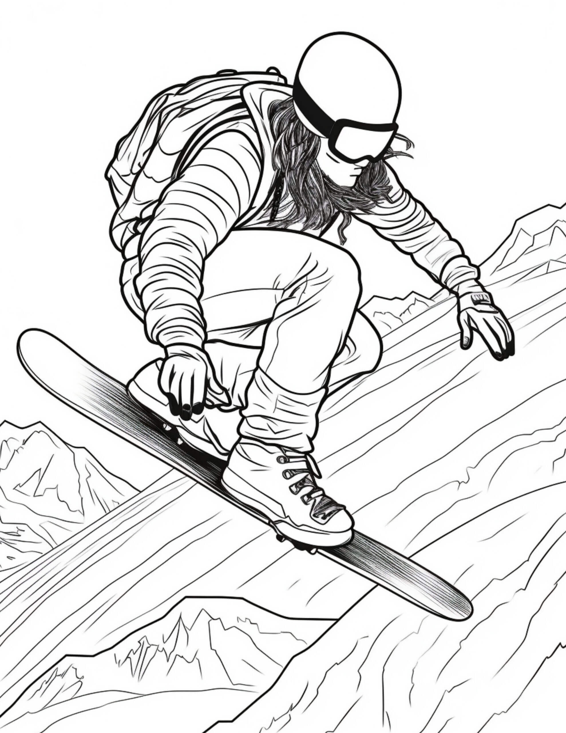 Desenhos de Snowboard Incrível para colorir
