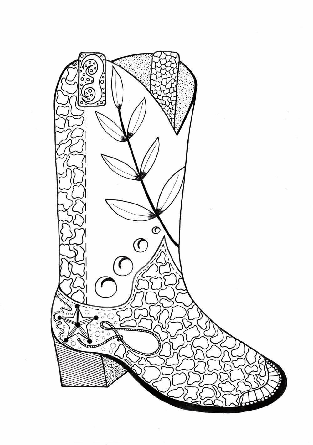 Desenhos de Mandala De Bota De Cowboy para colorir