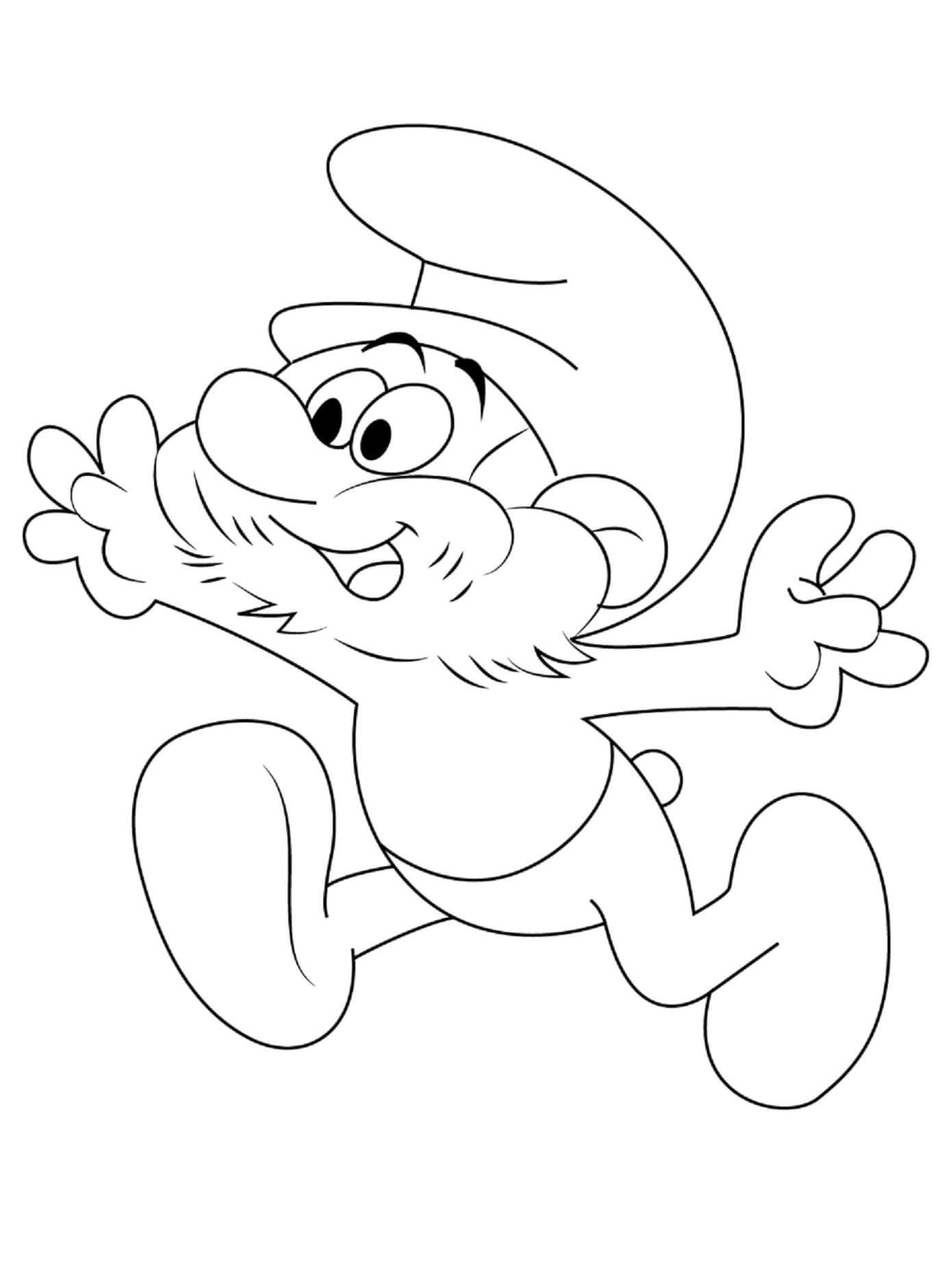 Desenhos de Papai Smurf Divertido Correndo para colorir
