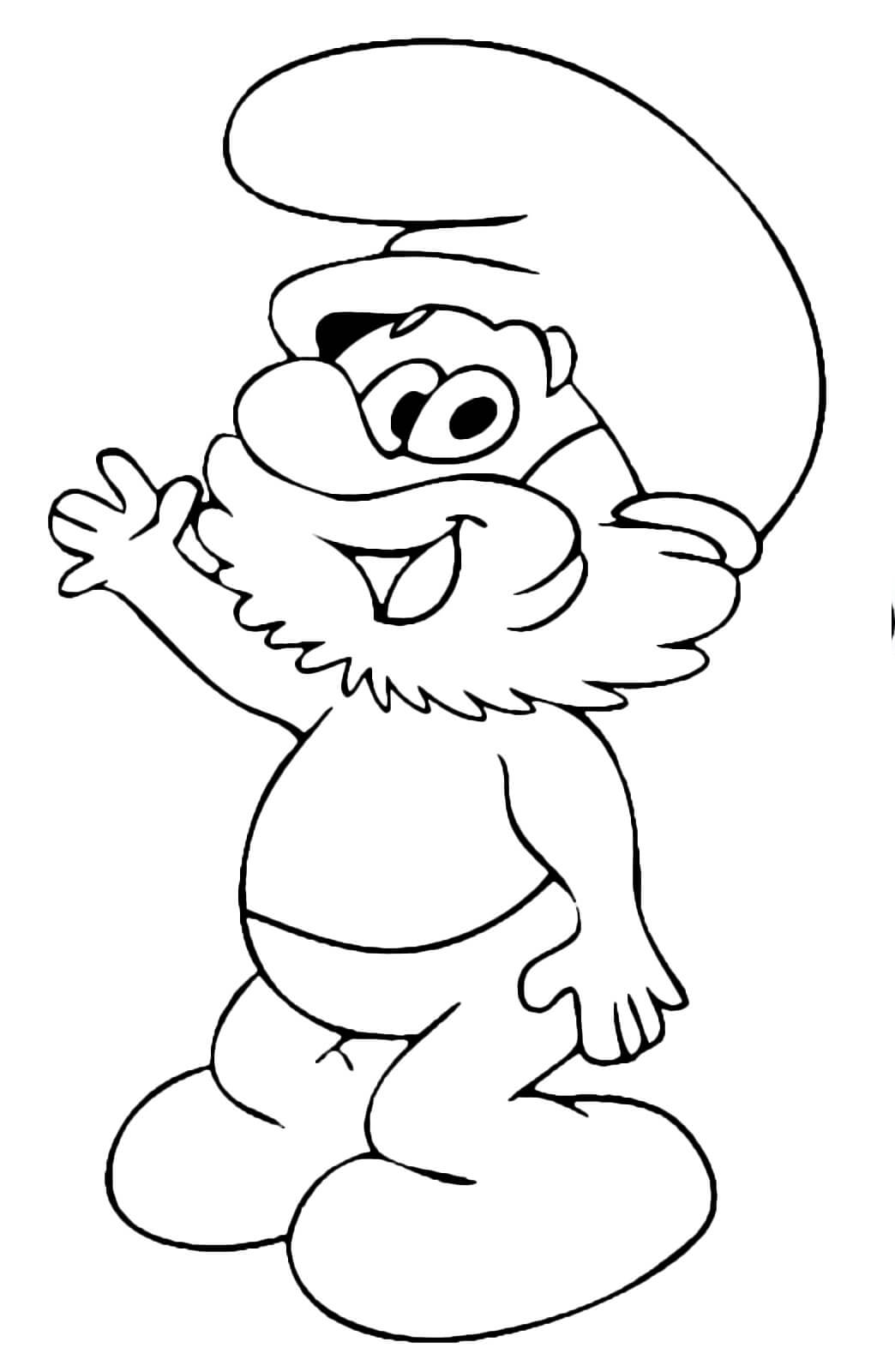 Desenhos de Papai Smurf Diz Oi para colorir