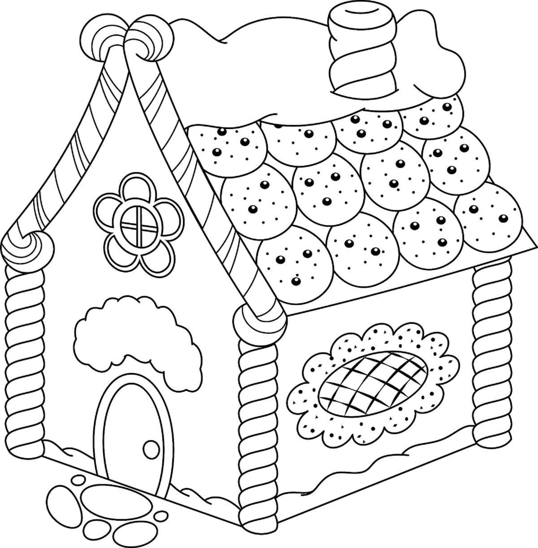 Desenhos de Casa De Gengibre Com Biscoitos para colorir