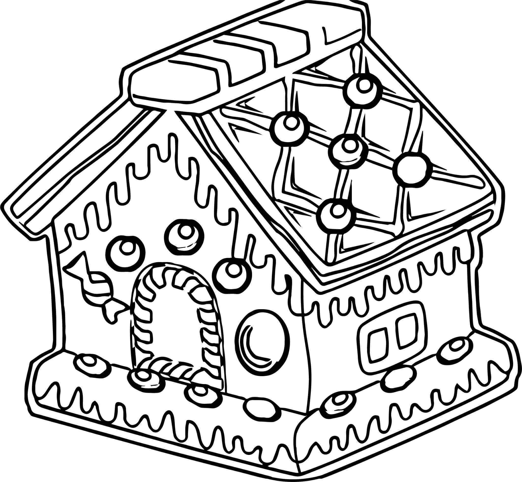 Desenho Simples de Casa de Gengibre para colorir