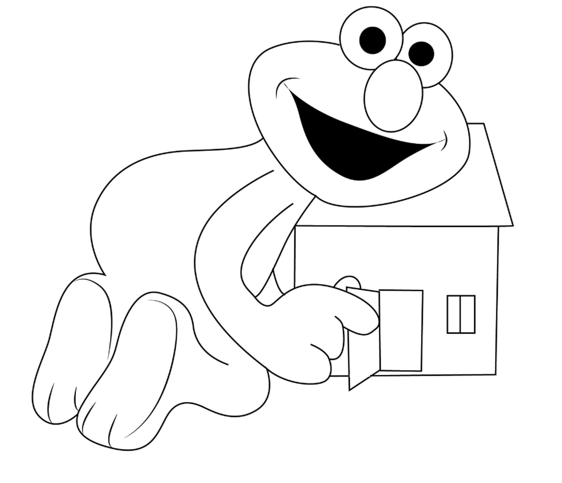 Desenhos de Elmo Com Casa para colorir