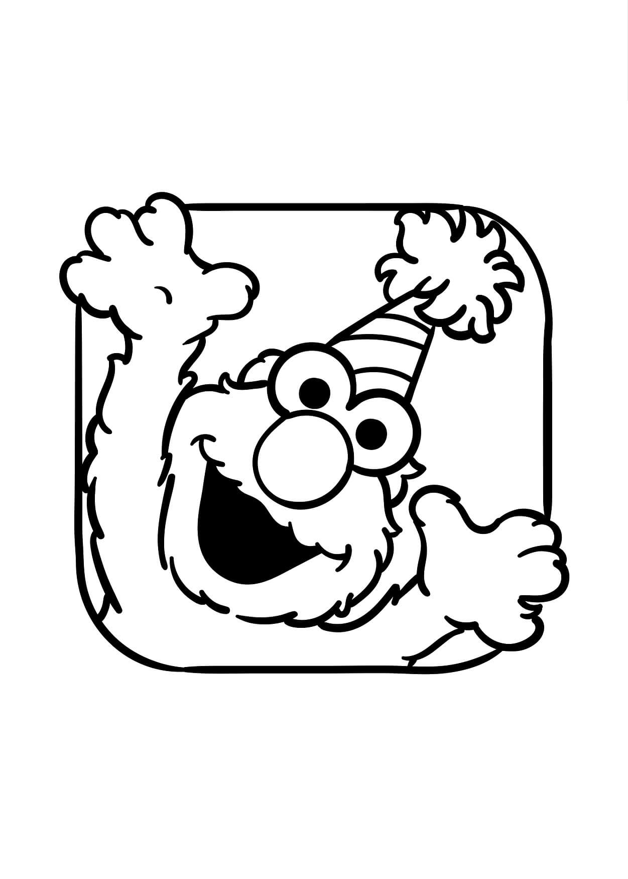 Desenhos de Elmo Feliz Na Festa De Aniversário para colorir