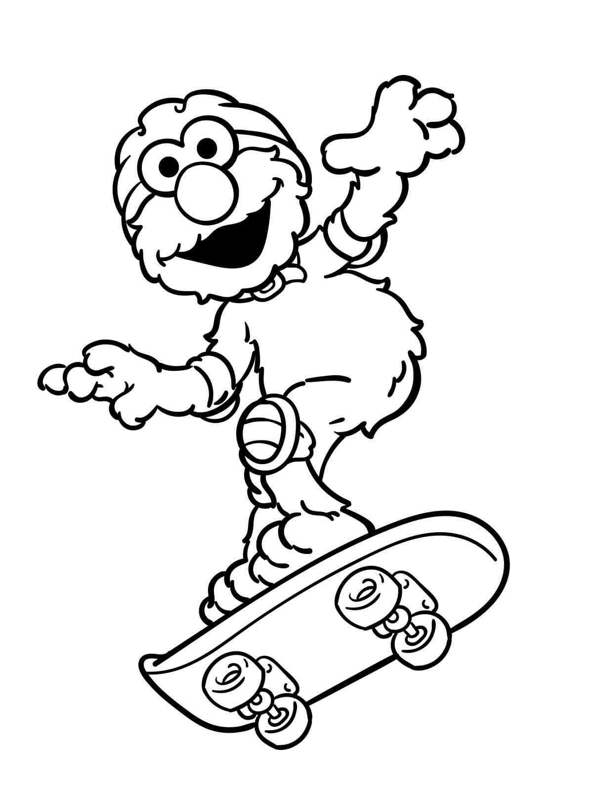 Elmo Jogando Skate para colorir