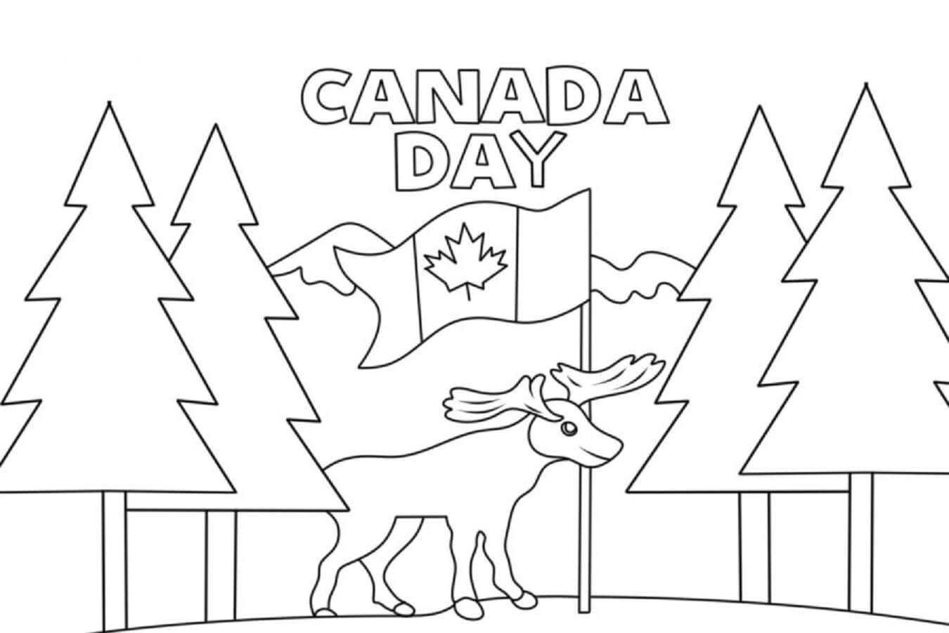 Animal Com Árvores No Dia Do Canadá para colorir