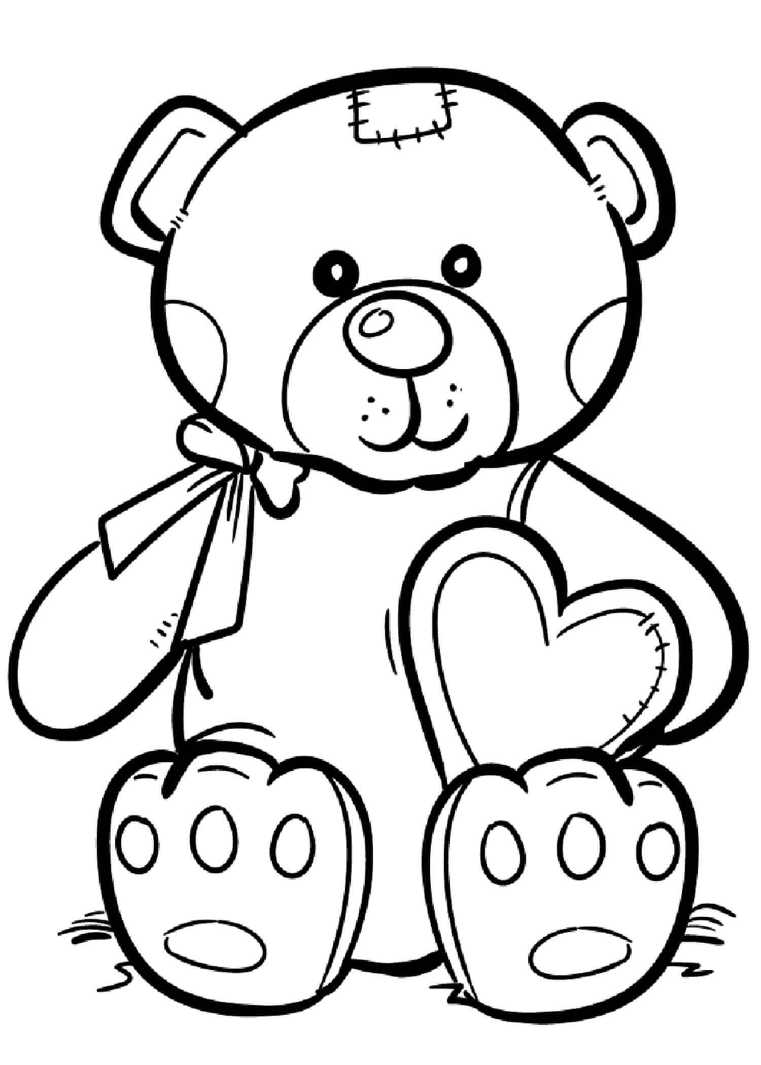 Desenho De Ursinho De Pelúcia Com Coração para colorir