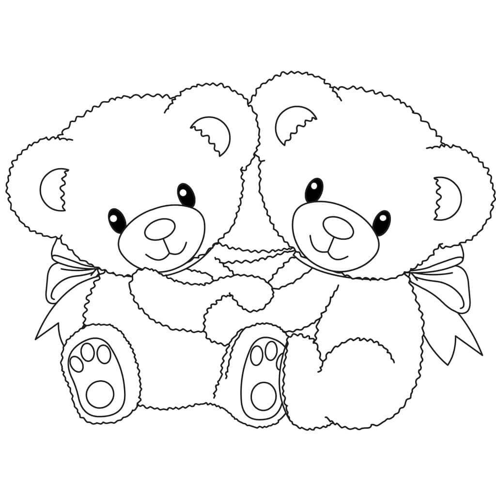 Dois Ursos De Pelúcia Bebê para colorir