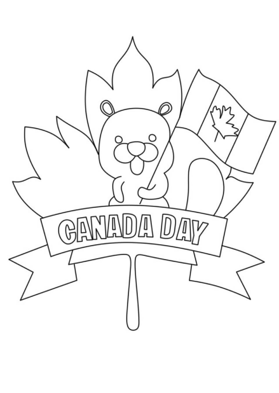 Esquilo Com Bandeira Do Canadá para colorir